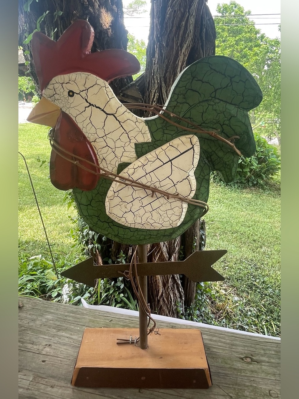 Folk Art Crackle Rooster Tabletop Décor - Weather Vane